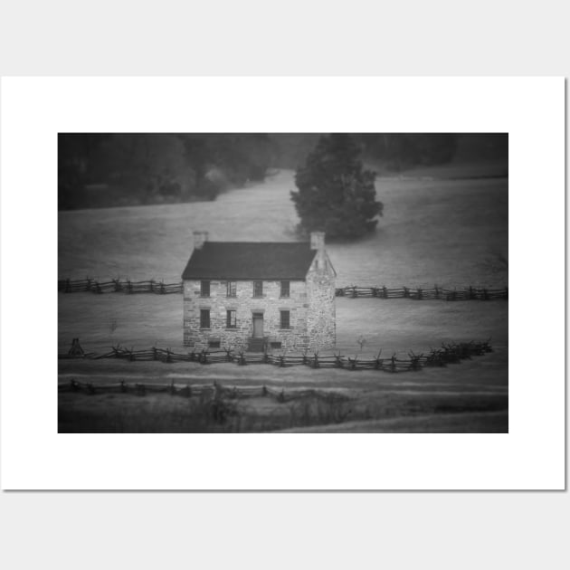 Stone House Black and White Wall Art by Enzwell